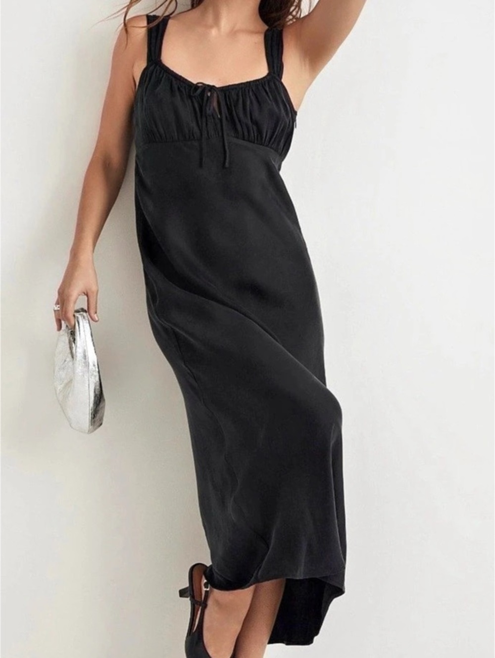 NWT Madewell Square-Neck Midi Dress Black Size 10 NO103